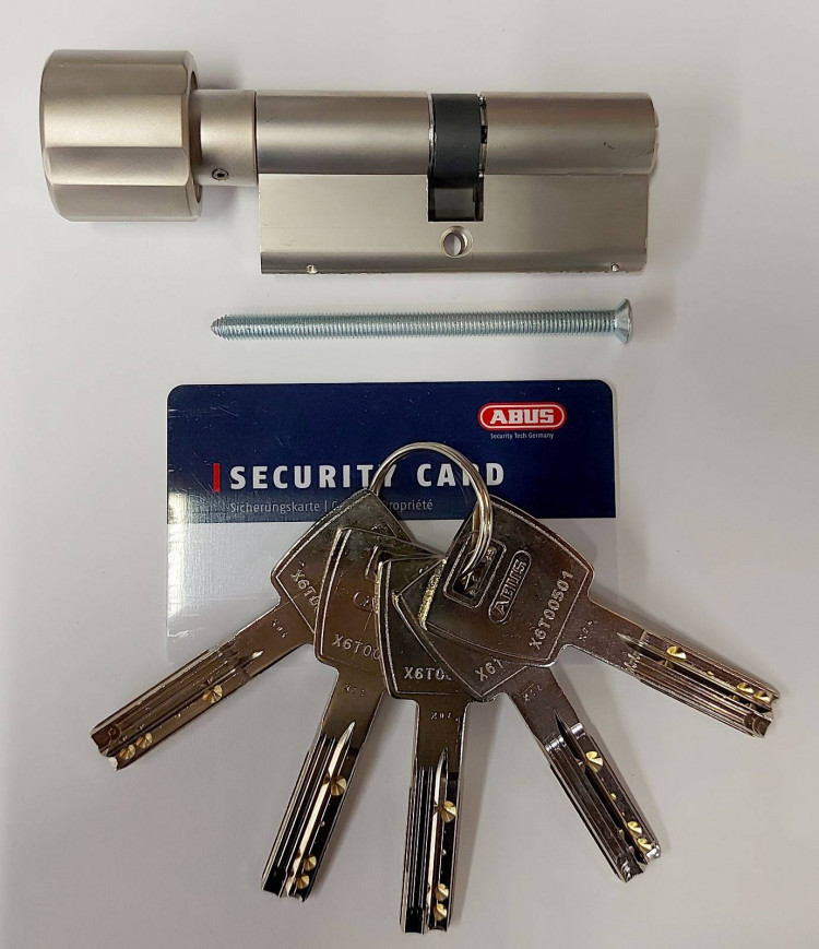 Механизм цилиндровый Abus X6 (Абус) 75 мм (35*40) никель, кл/вертушка