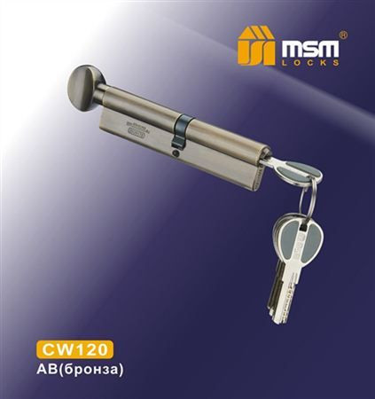 Цилиндровый механизм Msm CW120 AB 60*60 кл-верт (бронза) перфо